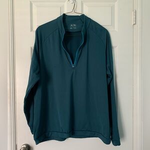 Men’s Dark Blue Green Teal Turquoise Quarter Zip Adidas Pullover Sz XXL/2XL